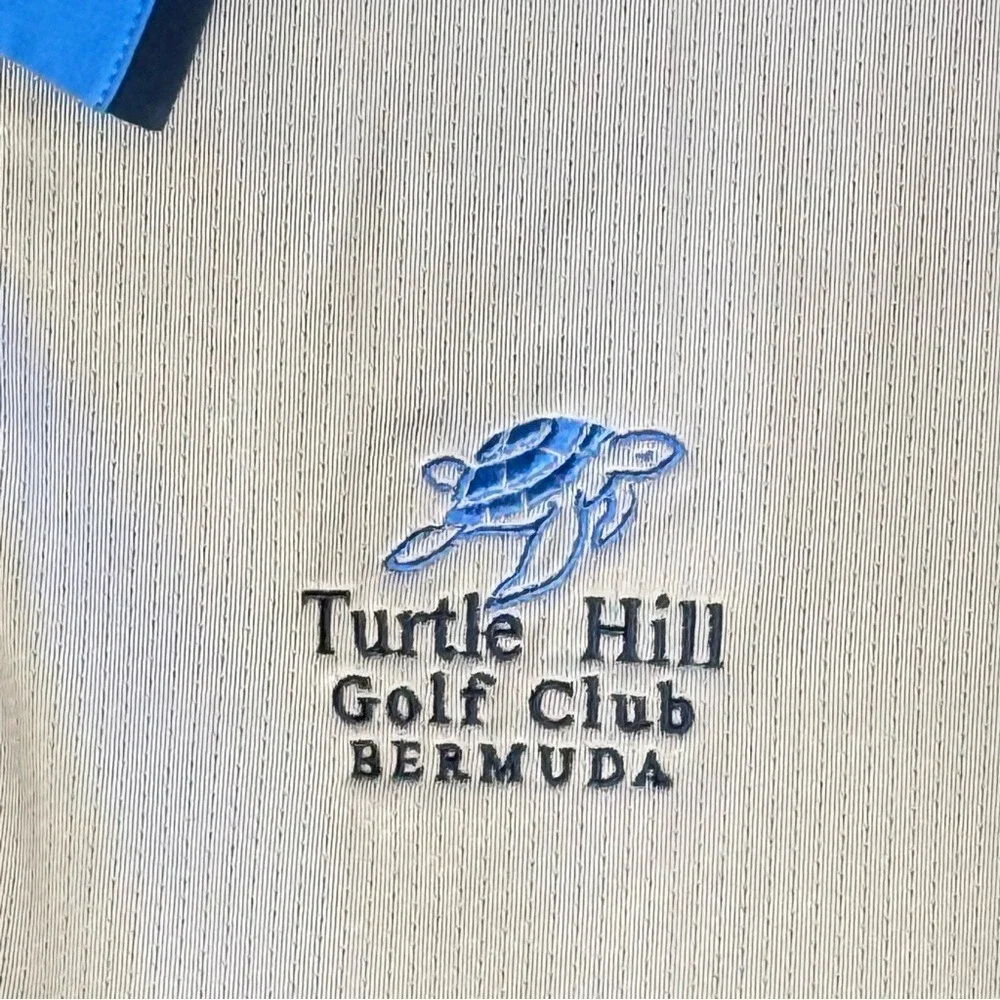 Adidas Turtle Hill Golf Club Bermuda ClimaCool Golf Polo Shirt Mens XL Gray Blue